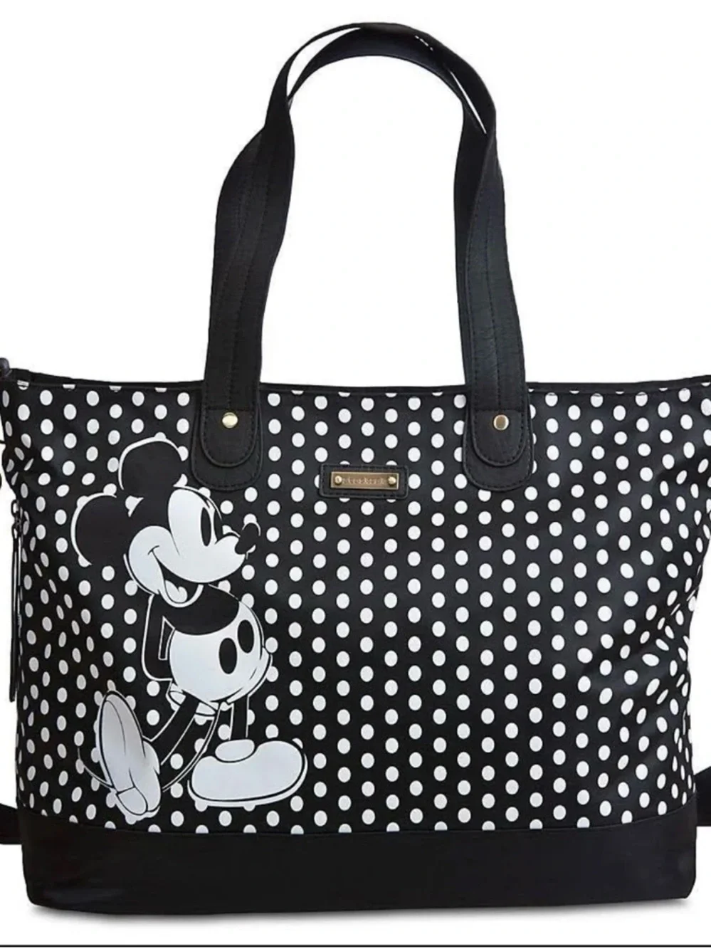 Storksak Black & White Polka Dot Disney Mickey Tote
